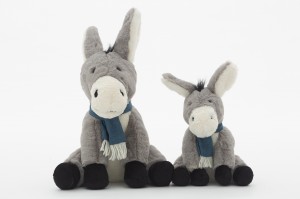 JH-9997D Plush Donkey with scarf sitting position in Light Grey color