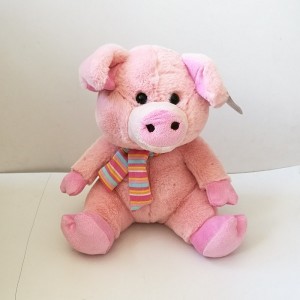 JH-9942A Plush Pig with Scarf in Light Pink color