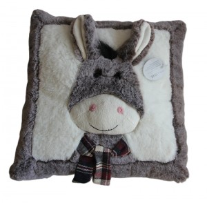 JH-9956B Plush Pillow-Donkey with scarf in Brown color