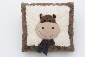 JH-9954C Plush Pillow-Hippo with scarf in Brown color