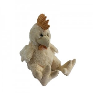 JH-1096A Plush Chicken with Bow in Cream Color