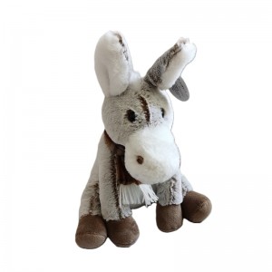 JH-9997B Plush Donkey with scarf sitting position in Light Brown color