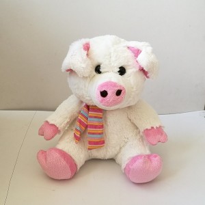 JH-9942C Plush Pig with Scarf in Light Biege color