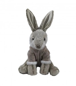 JH-1088B Plush Rabbit with clothes in Grey color