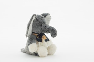 JH-1001A Plush Elephant with scarf Sitting position in Grey color