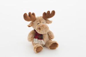 JH-9925B Plush Reindeer with scarf in Light Brown color