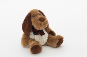 JH-9871A Plush Dog with scarf  in Brown color