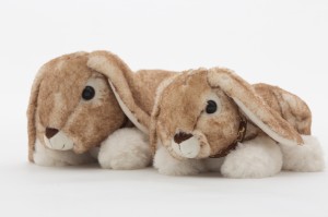 JH-9946C Plush Rabbit with scarf lying position in Brown color