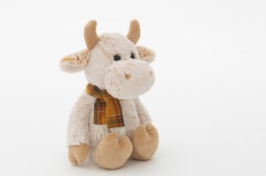 JH-9998A Plush Cow with scarf in Cream Color