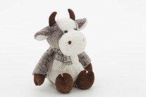 JH-9998D Plush Cow with scarf in Brown Color