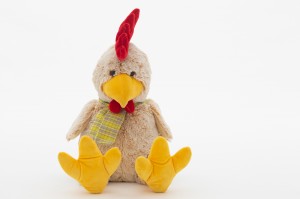 JH-9852E Plush Chicken with scarf in Cream color