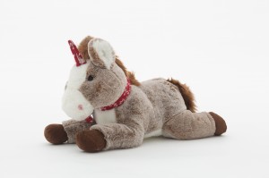 JH-9952C Plush Lying Unicorn with scarf in Light Brown color