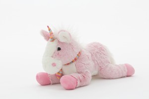 JH-9952D Plush Lying Unicorn with scarf in Pink color