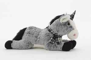 JH-9952E Plush Lying Unicorn with scarf in Grey color