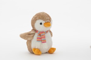 JH-9958B Plush Penguin with scarf in Brown color