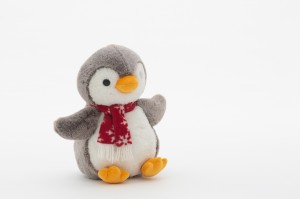 JH-9958C Plush Penguin with scarf in Grey color