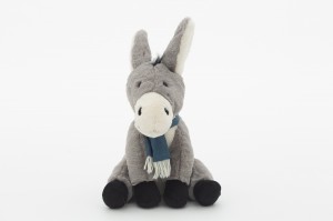 JH-9997D Plush Donkey with scarf sitting position in Light Grey color