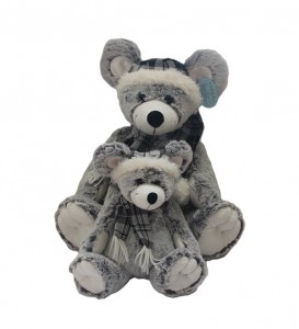 JH-9904A Plush Mouse in Grey color with Hat + Scarf