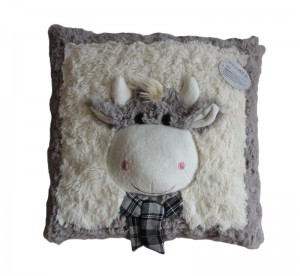 JH-9955D Plush Pillow-Cow with scarf in Grey color