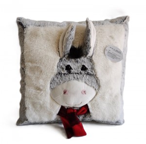 JH-9956E Plush Pillow-Donkey with scarf in Grey color