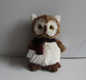 JH-9936C  Plush Owl with Scarf Dark in Brown color