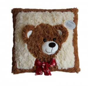 JH-9953C Plush Pillow-Bear with scarf in Brown color