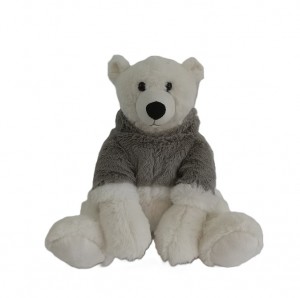 JH-1085A Plush Bear with Clothes sitting position in Cream  color