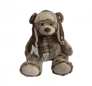 JH-9864D Plush Bear in Brown color with Christmas Hat and Scarf