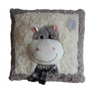 JH-9954D Plush Pillow-Hippo with scarf in Grey color