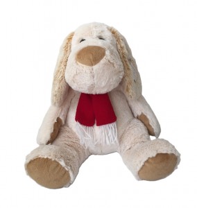 JH-9871D Plush Dog with scarf  in Cream color