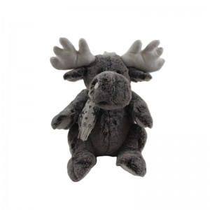 JH-1073C Plush Reindeer with scarf sitting position in Grey  color