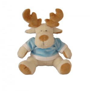 JH-9830C Plush Cream Reindeer with T-shirt in Light Blue color