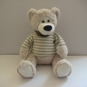 JH-9857C Plush Bear in Light Grey color with Clothes .