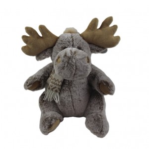 JH-1073A Plush Reindeer with scarf sitting position in Brown  color