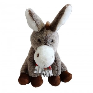 JH-9997C Plush Donkey with scarf sitting position in Brown color