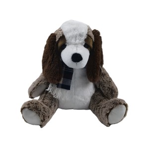 JH-1040 Plush dog with scarf in Brown color