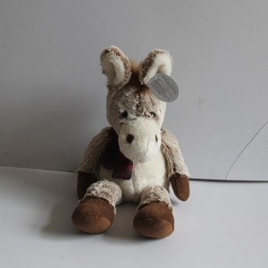 JH-9933D  Plush Donkey with Scarf in Light Brown color