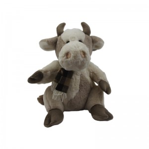 JH-1062A Plush Cow with scarf in Light Brown color