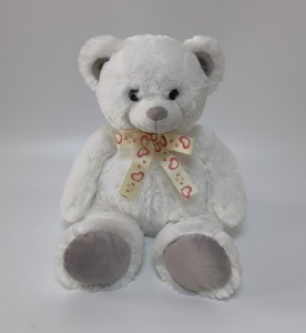 JH-9959E-1 Plush bear with bow in White color