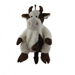 JH-1052B Plush Cow backpack in Cream+Brown color 50cm