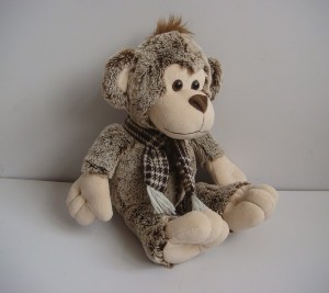 JH-9868A Plush Monkey in Brown color with Scarf