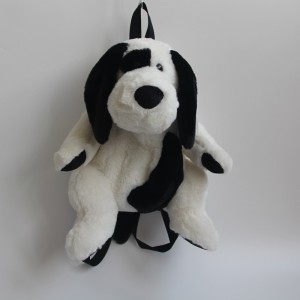 JH-1071D Plush Dog backpack  in Black / White color