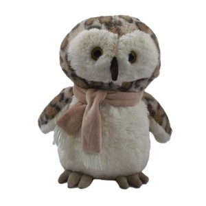 JH-1112C Plush Owl With Scarf in Cream + Pink Color