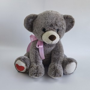 JH-9995C-1 Plush bear in Brown color with pink ribbon