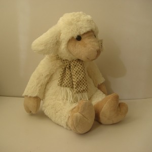 JH-9853C Plush Sheep in Cream color with scarf