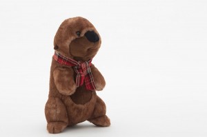 JH-9951D Plush Marmot in Brown color with scarf