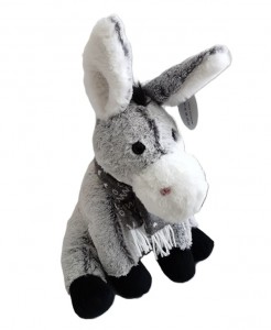 JH-9997A Plush Donkey with scarf sitting position in Grey color