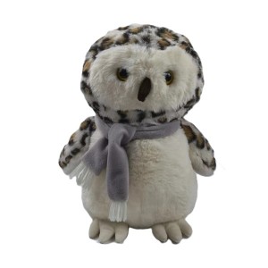 JH-1112B Plush Owl With Scarf in Cream + Light Brown Color