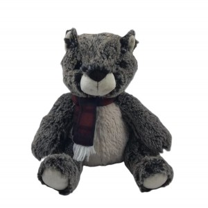 JH-1037A Plush Marmott with scarf in Dark Brown color