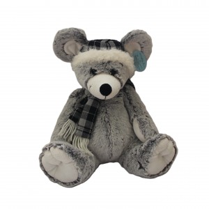 JH-9904A Plush Mouse in Grey color with Hat + Scarf